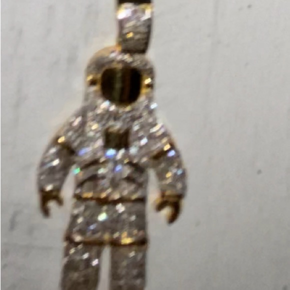 14k Real Gold Natural Diamond Pendant - Picture 3 of 3